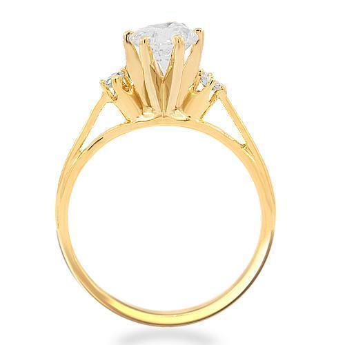 14K Yellow Solid Gold Diamond Bridal Ring Set 1.59 Ctw