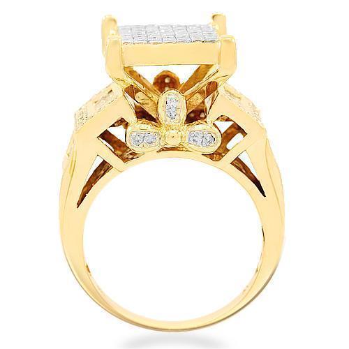 14K Yellow Solid Gold Diamond Engagement Ring 2.58 Ctw