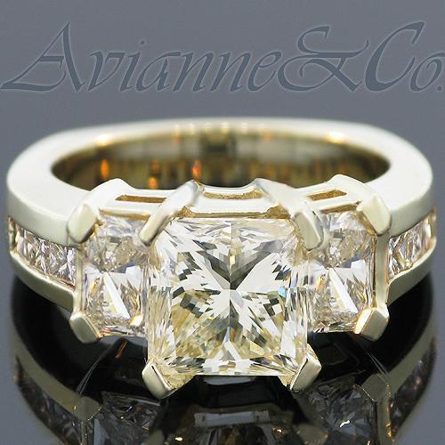 14K Yellow Solid Gold Diamond Engagement Ring 5.25 Ctw