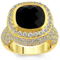 Thumbnail for 14K Yellow Solid Gold Diamond Mens Black Onyx Ring 4.70 Ctw