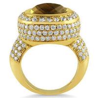 Thumbnail for 14K Yellow Solid Gold Diamond Mens Champagne Citrine Ring 4.7 Ctw
