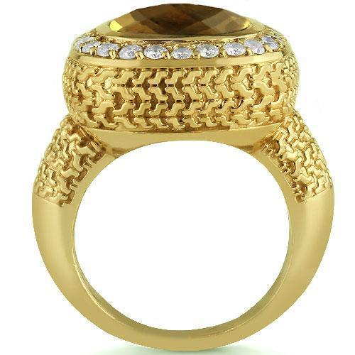 14K Yellow Solid Gold Diamond Mens Champagne Citrine Ring 4.70  Ctw