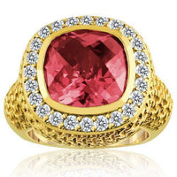 Thumbnail for 14K Yellow Solid Gold Diamond Mens Natural Ruby Ring 7.50 Ctw