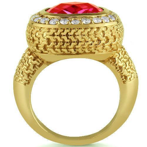 14K Yellow Solid Gold Diamond Mens Natural Ruby Ring 7.50 Ctw