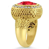 Thumbnail for 14K Yellow Solid Gold Diamond Mens Natural Ruby Ring 7.50 Ctw