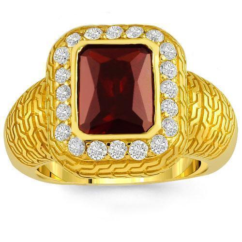 14K Yellow Solid Gold Diamond Mens Red Ruby Ring 0.50 Ctw