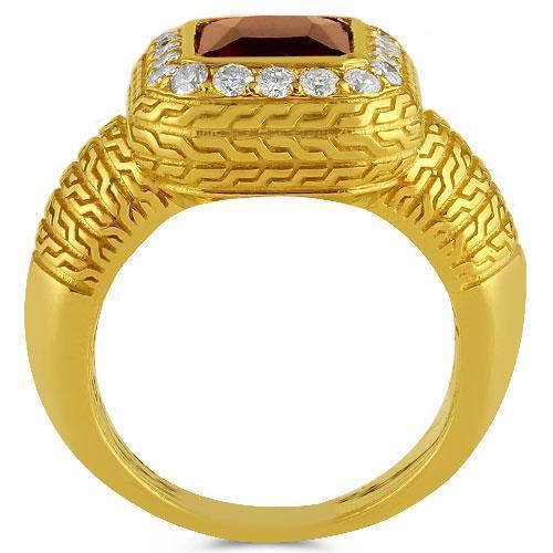 14K Yellow Solid Gold Diamond Mens Red Ruby Ring 0.50 Ctw