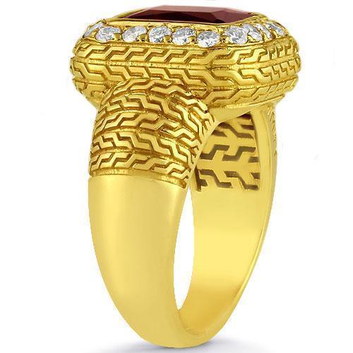 14K Yellow Solid Gold Diamond Mens Red Ruby Ring 0.50 Ctw