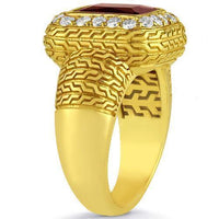 Thumbnail for 14K Yellow Solid Gold Diamond Mens Red Ruby Ring 0.50 Ctw