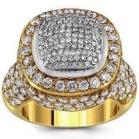 Thumbnail for 14K Yellow Solid Gold Diamond Mens Ring 4.00 Ctw