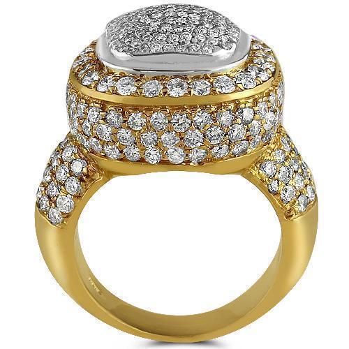 14K Yellow Solid Gold Diamond Mens Ring 4.00 Ctw