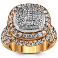 Thumbnail for 14K Yellow Solid Gold Diamond Mens Ring 4.00 Ctw