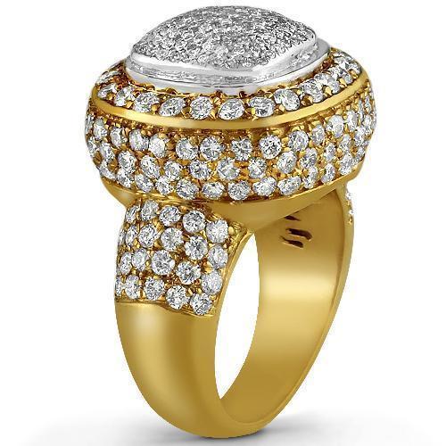 14K Yellow Solid Gold Diamond Mens Ring 4.00 Ctw