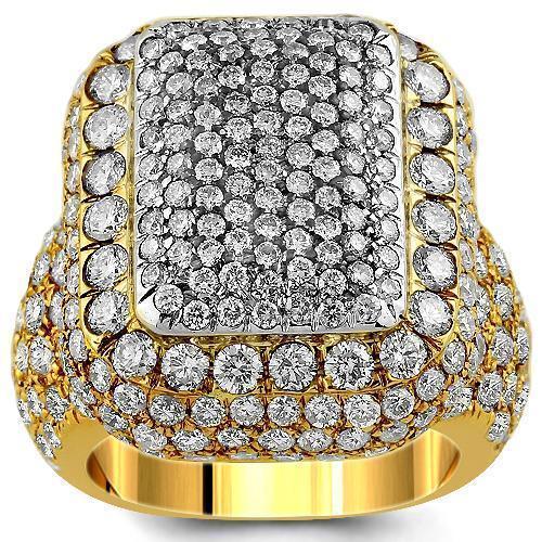 14K Yellow Solid Gold Diamond Mens Ring 7.62 Ctw