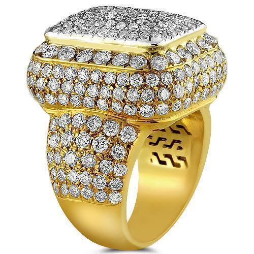 14K Yellow Solid Gold Diamond Mens Ring 7.62 Ctw