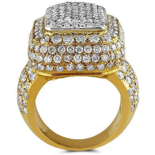 14K Yellow Solid Gold Diamond Mens Ring 7.62 Ctw