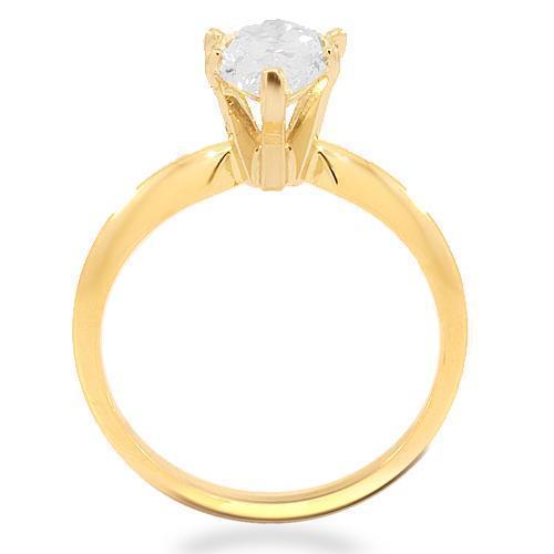 14K Yellow Solid Gold Diamond Solitaire Engagement Ring 1.50 Ctw