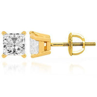 Thumbnail for 14K Yellow Solid Gold Diamond Solitaire Stud Earring 1.50 Ctw