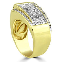 Thumbnail for 14K Yellow Solid Gold Large Mens Diamond Princess Cut Ring 2.50 Ctw