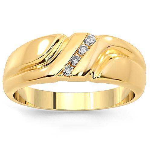 14K Yellow Solid Gold Lovely Womens Diamond Wedding Ring Band 0.15 Ctw