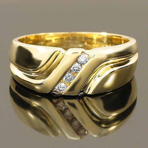 14K Yellow Solid Gold Lovely Womens Diamond Wedding Ring Band 0.15 Ctw