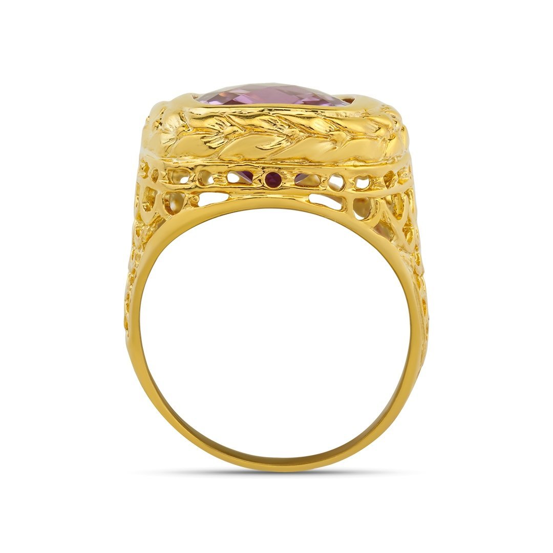 14K Yellow Solid Gold Mens Amethyst Pinky Ring 8.00 Ctw