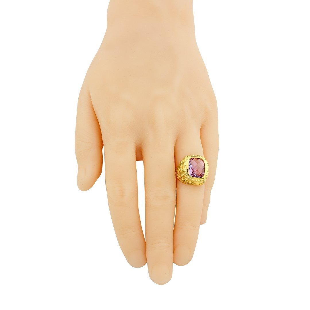 14K Yellow Solid Gold Mens Amethyst Pinky Ring 8.00 Ctw