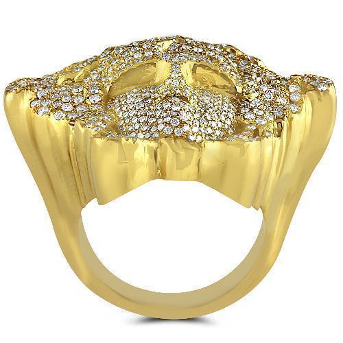 14K Yellow Solid Gold Mens Custom Diamond 'Medusa' Ring 4.65 Ctw