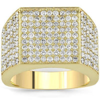 Thumbnail for 14K Yellow Solid Gold Mens Diamond Pave Set Pinky Ring 2.50 Ctw