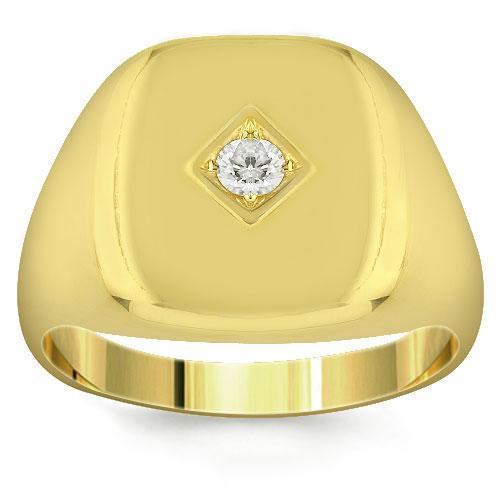 14K Yellow Solid Gold Mens Diamond  Pinky Ring 0.15 Ctw