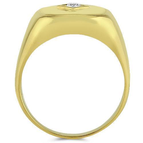 14K Yellow Solid Gold Mens Diamond  Pinky Ring 0.15 Ctw