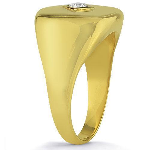 14K Yellow Solid Gold Mens Diamond  Pinky Ring 0.15 Ctw