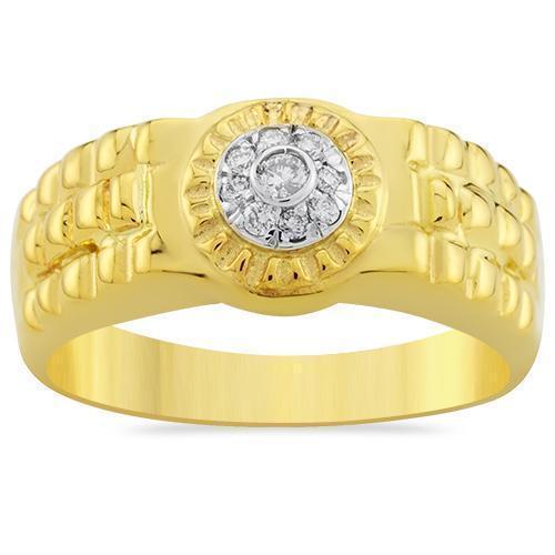 14K Yellow Solid Gold Mens Diamond Pinky Ring 0.25 Ctw
