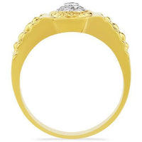 Thumbnail for 14K Yellow Solid Gold Mens Diamond Pinky Ring 0.25 Ctw