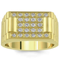 Thumbnail for 14K Yellow Solid Gold Mens Diamond Pinky Ring 1.00  Ctw