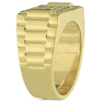 Thumbnail for 14K Yellow Solid Gold Mens Diamond Pinky Ring 1.00  Ctw