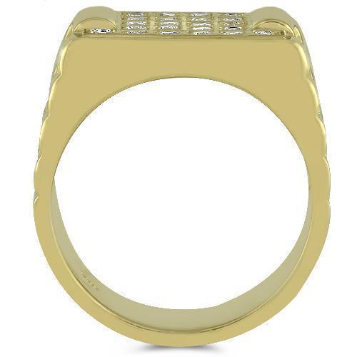 14K Yellow Solid Gold Mens Diamond Pinky Ring 1.00  Ctw