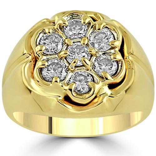 14K Yellow Solid Gold Mens Diamond Pinky Ring 1.38 Ctw