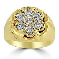 Thumbnail for 14K Yellow Solid Gold Mens Diamond Pinky Ring 1.38 Ctw