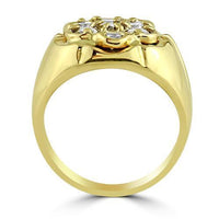 Thumbnail for 14K Yellow Solid Gold Mens Diamond Pinky Ring 1.38 Ctw