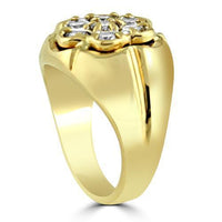 Thumbnail for 14K Yellow Solid Gold Mens Diamond Pinky Ring 1.38 Ctw