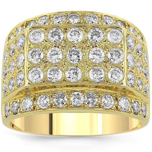 14K Yellow Solid Gold Mens Diamond Pinky Ring 4.00 Ctw