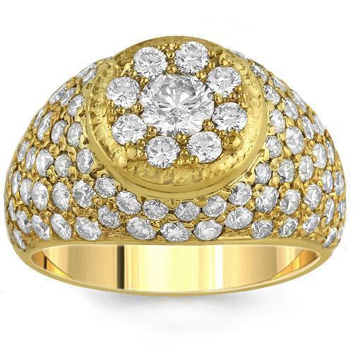 14K Yellow Solid Gold Mens Diamond Pinky Ring 6.75 Ctw
