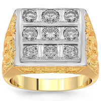 Thumbnail for 14K Yellow Solid Gold Mens Diamond Ring 1.50 Ctw