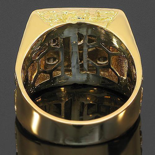 14K Yellow Solid Gold Mens Diamond Ring 1.50 Ctw