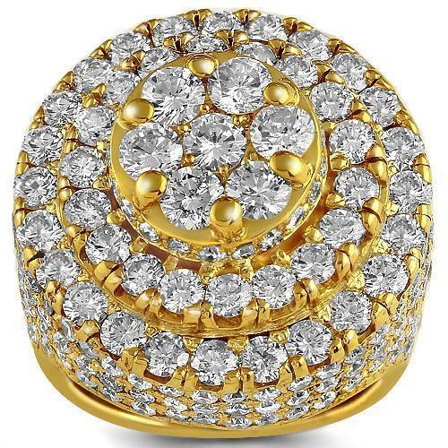 14K Yellow Solid Gold Mens Diamond Ring 11.00 Ctw