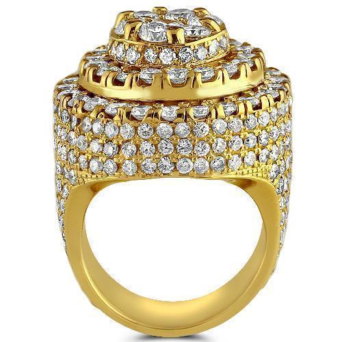 14K Yellow Solid Gold Mens Diamond Ring 11.00 Ctw