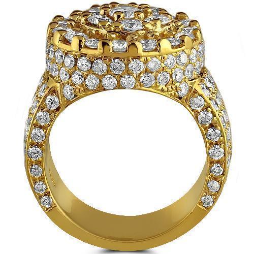 14K Yellow Solid Gold Mens Diamond Ring  5.00 Ctw