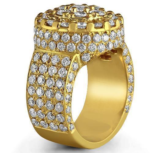 14K Yellow Solid Gold Mens Diamond Ring  5.00 Ctw
