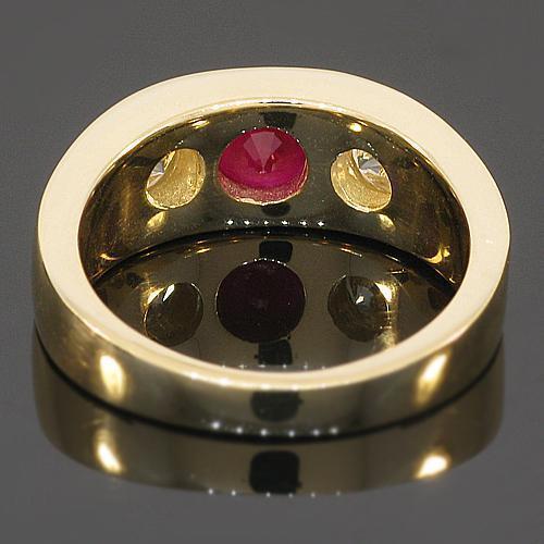 14K Yellow Solid Gold Mens Diamond Ruby Pinky Ring 2.40 Ctw